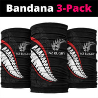New Zealand Rugby Neck Gaiter Sporty Silver Fern Shape with Maori Tattoos LT03 package One Size: 25*50cm Black - Polynesian Pride