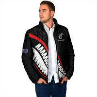 New Zealand Rugby Custom Padded Jacket Sporty Silver Fern Shape with Maori Tattoos - Polynesian Pride