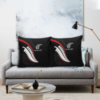 New Zealand Rugby Pillow Cover Sporty Silver Fern Shape with Maori Tattoos LT03 - Polynesian Pride