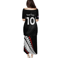 New Zealand Rugby Custom Puletasi Sporty Silver Fern Shape with Maori Tattoos LT03 - Polynesian Pride