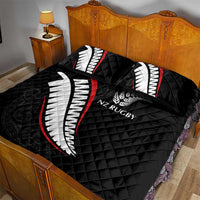 New Zealand Rugby Quilt Bed Set Sporty Silver Fern Shape with Maori Tattoos LT03 - Polynesian Pride