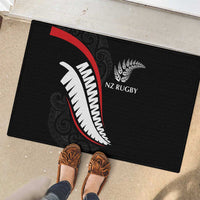 New Zealand Rugby Rubber Doormat Sporty Silver Fern Shape with Maori Tattoos LT03 - Polynesian Pride