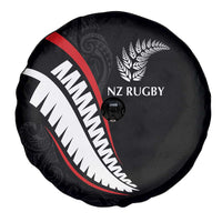 New Zealand Rugby Spare Tire Cover Sporty Silver Fern Shape with Maori Tattoos LT03 - Polynesian Pride