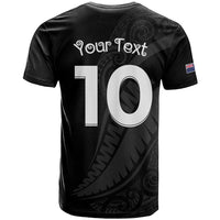 New Zealand Rugby Custom T Shirt Sporty Silver Fern Shape with Maori Tattoos LT03 - Polynesian Pride