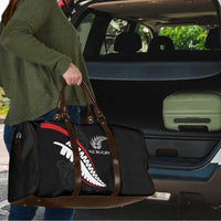 New Zealand Rugby Travel Bag Sporty Silver Fern Shape with Maori Tattoos LT03 - Polynesian Pride
