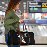 New Zealand Rugby Travel Bag Sporty Silver Fern Shape with Maori Tattoos LT03 - Polynesian Pride