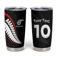 New Zealand Rugby Custom Tumbler Cup Sporty Silver Fern Shape with Maori Tattoos LT03 Black - Polynesian Pride
