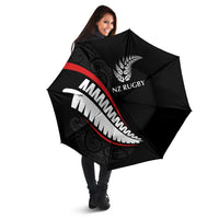 New Zealand Rugby Umbrella Sporty Silver Fern Shape with Maori Tattoos LT03 - Polynesian Pride