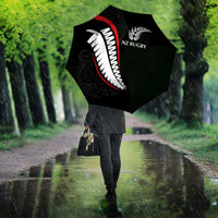 New Zealand Rugby Umbrella Sporty Silver Fern Shape with Maori Tattoos LT03 - Polynesian Pride