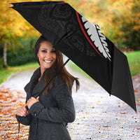 New Zealand Rugby Umbrella Sporty Silver Fern Shape with Maori Tattoos LT03 - Polynesian Pride