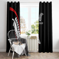 New Zealand Rugby Window Curtain Sporty Silver Fern Shape with Maori Tattoos LT03 - Polynesian Pride