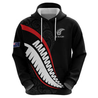 New Zealand Rugby Custom Zip Hoodie Sporty Silver Fern Shape with Maori Tattoos LT03 - Polynesian Pride