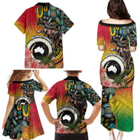 Vanuatu and Australia Together Family Matching Puletasi and Hawaiian Shirt Kangaroo with Pig Tusk Indigenous Pattern LT03 - Polynesian Pride