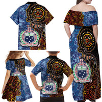 Samoa and Australia Together Family Matching Off Shoulder Maxi Dress and Hawaiian Shirt Kangaroo and Tribal Hibiscus Aboriginal Pattern LT03 - Polynesian Pride