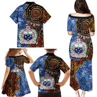 Samoa and Australia Together Family Matching Puletasi and Hawaiian Shirt Kangaroo and Tribal Hibiscus Aboriginal Pattern LT03 - Polynesian Pride