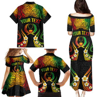 Personalised Pohnpei Independence Day Family Matching Puletasi and Hawaiian Shirt Polynesian Tattoo and Plumeria Reggae Color LT03 - Polynesian Pride