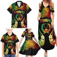 Personalised Pohnpei Independence Day Family Matching Summer Maxi Dress and Hawaiian Shirt Polynesian Tattoo and Plumeria Reggae Color LT03 - Polynesian Pride