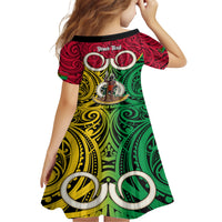 Personalised Vanuatu Family Matching Off Shoulder Short Dress and Hawaiian Shirt Pig Tusk Mix Maori Pattern and Namele Leaf LT03 - Polynesian Pride