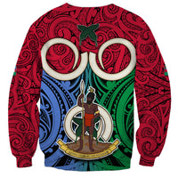 Vanuatu Shefa Province Sweatshirt Pig Tusk Mix Maori Pattern and Namele Leaf LT03 - Polynesian Pride