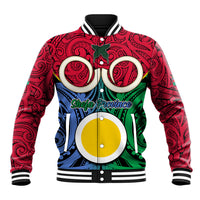 Personalised Vanuatu Shefa Province Baseball Jacket Pig Tusk Mix Maori Pattern and Namele Leaf LT03 Unisex Red - Polynesian Pride