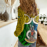 Personalised Vanuatu Malampa Province Women Casual Shirt Pig Tusk Mix Maori Pattern and Namele Leaf LT03 - Polynesian Pride