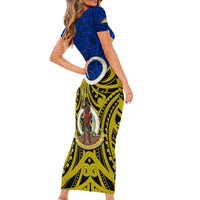 Vanuatu Torba Province Family Matching Short Sleeve Bodycon Dress and Hawaiian Shirt Pig Tusk Mix Maori Pattern and Namele Leaf LT03 - Polynesian Pride