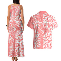 Custom Hawaii Kauai Island Couples Matching Tank Maxi Dress and Hawaiian Shirt Hibiscus Pattern Seamless Tribal Simple Pink Pastel LT03 - Polynesian Pride