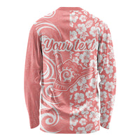 Custom Hawaii Kauai Island Long Sleeve Shirt Hibiscus Pattern Seamless Tribal Simple Pink Pastel LT03 - Polynesian Pride