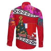 Custom Wallis and Futuna Christmas Family Matching Tank Maxi Dress and Hawaiian Shirt Santa Claus Holding Coat of Arms Polynesian Xmas Style LT03 - Polynesian Pride