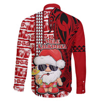 Mele Kalikimaka Hawaii Christmas Family Matching Tank Maxi Dress and Hawaiian Shirt Santa Claus Kakau Tribal Mix Polynesia Tattoo LT03 - Polynesian Pride