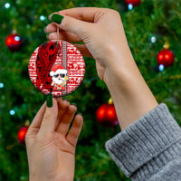 Custom Mele Kalikimaka Hawaii Christmas Ceramic Ornament Santa Claus Kakau Tribal Mix Polynesia Tattoo LT03 - Polynesian Pride