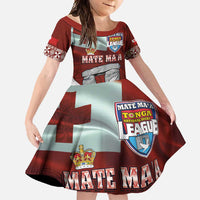 Mate Ma'a Tonga Family Matching Off Shoulder Maxi Dress and Hawaiian Shirt Haamonga a Maui and White Dove - Tongan Kupesi Ngatu LT03 Daughter's Dress Red - Polynesian Pride