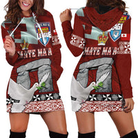 Mate Ma'a Tonga Hoodie Dress Haamonga a Maui and White Dove - Tongan Kupesi Ngatu LT03 - Polynesian Pride