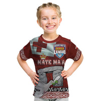 Mate Ma'a Tonga Kid T Shirt Haamonga a Maui and White Dove - Tongan Kupesi Ngatu LT03 Red - Polynesian Pride