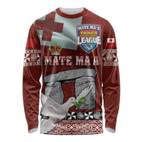 Mate Ma'a Tonga Long Sleeve Shirt Haamonga a Maui and White Dove - Tongan Kupesi Ngatu LT03 Unisex Red - Polynesian Pride