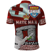 Mate Ma'a Tonga Polo Shirt - Ha'amonga a Maui and White Dove - Tongan Kupesi Ngatu LT03 - Polynesian Pride
