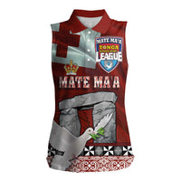 Mate Ma'a Tonga Women Sleeveless Polo Shirt - Ha'amonga a Maui and White Dove - Tongan Kupesi Ngatu LT03 Female Red - Polynesian Pride