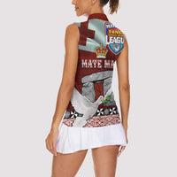 Mate Ma'a Tonga Women Sleeveless Polo Shirt - Ha'amonga a Maui and White Dove - Tongan Kupesi Ngatu LT03 - Polynesian Pride