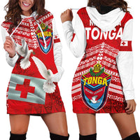 Mate Ma'a Tonga Hoodie Dress Double White Dove and Kupesi Ngatu Art Tattoo LT03 - Polynesian Pride
