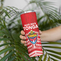 Mate Ma'a Tonga Skinny Tumbler Double White Dove and Kupesi Ngatu Art Tattoo LT03 - Polynesian Pride