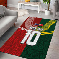 Custom Mate Ma'a Tonga and Australia Kangaroo Area Rug Nation Seal with Mascot Aboriginal and Tongan Kupesi Ngatu Art LT03 - Polynesian Pride