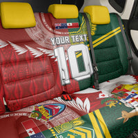 Custom Mate Ma'a Tonga and Australia Kangaroo Back Car Seat Cover Nation Seal with Mascot Aboriginal and Tongan Kupesi Ngatu Art LT03 - Polynesian Pride