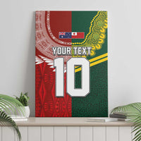Custom Mate Ma'a Tonga and Australia Kangaroo Canvas Wall Art Nation Seal with Mascot Aboriginal and Tongan Kupesi Ngatu Art LT03 - Polynesian Pride