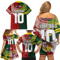 Custom Mate Ma'a Tonga and Australia Kangaroo Family Matching Off Shoulder Short Dress and Hawaiian Shirt Nation Seal with Mascot Aboriginal and Tongan Kupesi Ngatu Art LT03 - Polynesian Pride