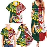 Custom Mate Ma'a Tonga and Australia Kangaroo Family Matching Summer Maxi Dress and Hawaiian Shirt Nation Seal with Mascot Aboriginal and Tongan Kupesi Ngatu Art LT03 - Polynesian Pride