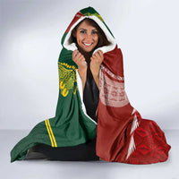 Custom Mate Ma'a Tonga and Australia Kangaroo Hooded Blanket Nation Seal with Mascot Aboriginal and Tongan Kupesi Ngatu Art LT03 - Polynesian Pride