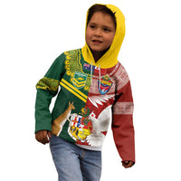 Custom Mate Ma'a Tonga and Australia Kangaroo Kid Hoodie Nation Seal with Mascot Aboriginal and Tongan Kupesi Ngatu Art LT03 - Polynesian Pride