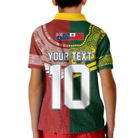 Mate Ma'a Tonga and Australia Kangaroo Kid Polo Shirt - Nation Seal Kupesi Ngatu Aboriginal Art LT03 - Polynesian Pride