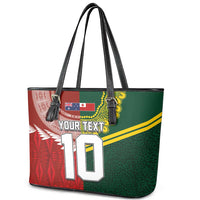 Custom Mate Ma'a Tonga and Australia Kangaroo Leather Tote Bag Nation Seal with Mascot Aboriginal and Tongan Kupesi Ngatu Art LT03 - Polynesian Pride