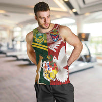 Custom Mate Ma'a Tonga and Australia Kangaroo Men Tank Top Nation Seal with Mascot Aboriginal and Tongan Kupesi Ngatu Art LT03 Red - Polynesian Pride